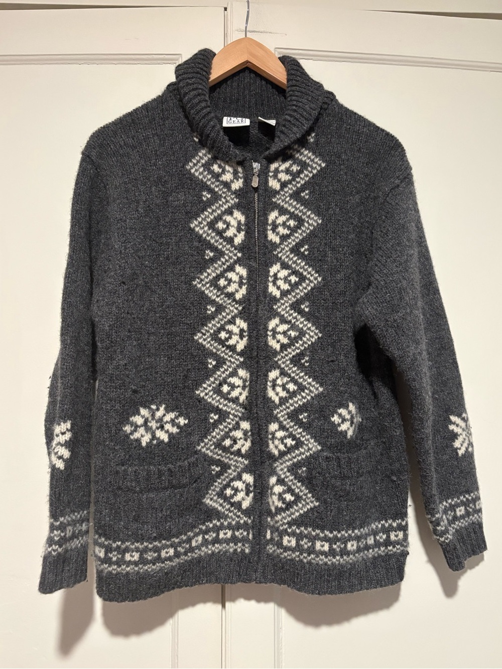 Field Gear Grey Wool Full Zip Cardigan Sweater